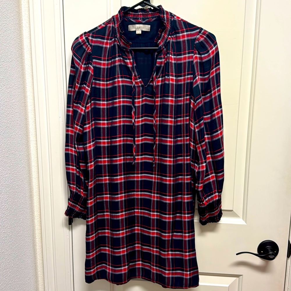 Plaid Loft dress, petite small